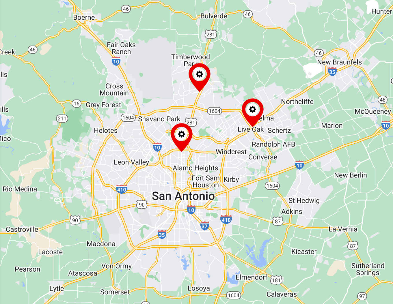 Map of Dr. Phonez Locations in San Antonio